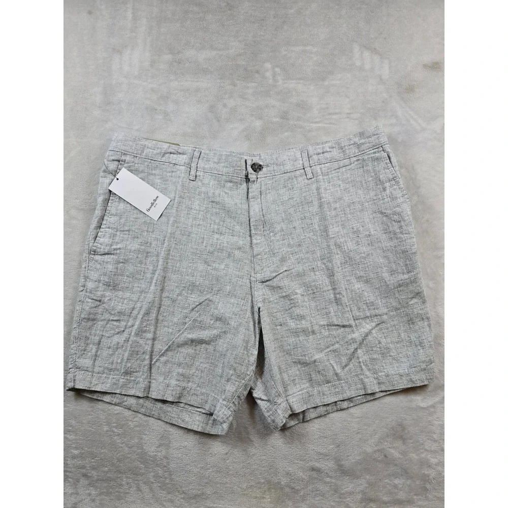 Goodfellow‎ Linen Shorts Mens 40 Gray Cotton Flat Front Every Wear Short NEW